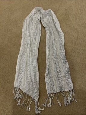 Silver Embellished Fringe Women's Scarf